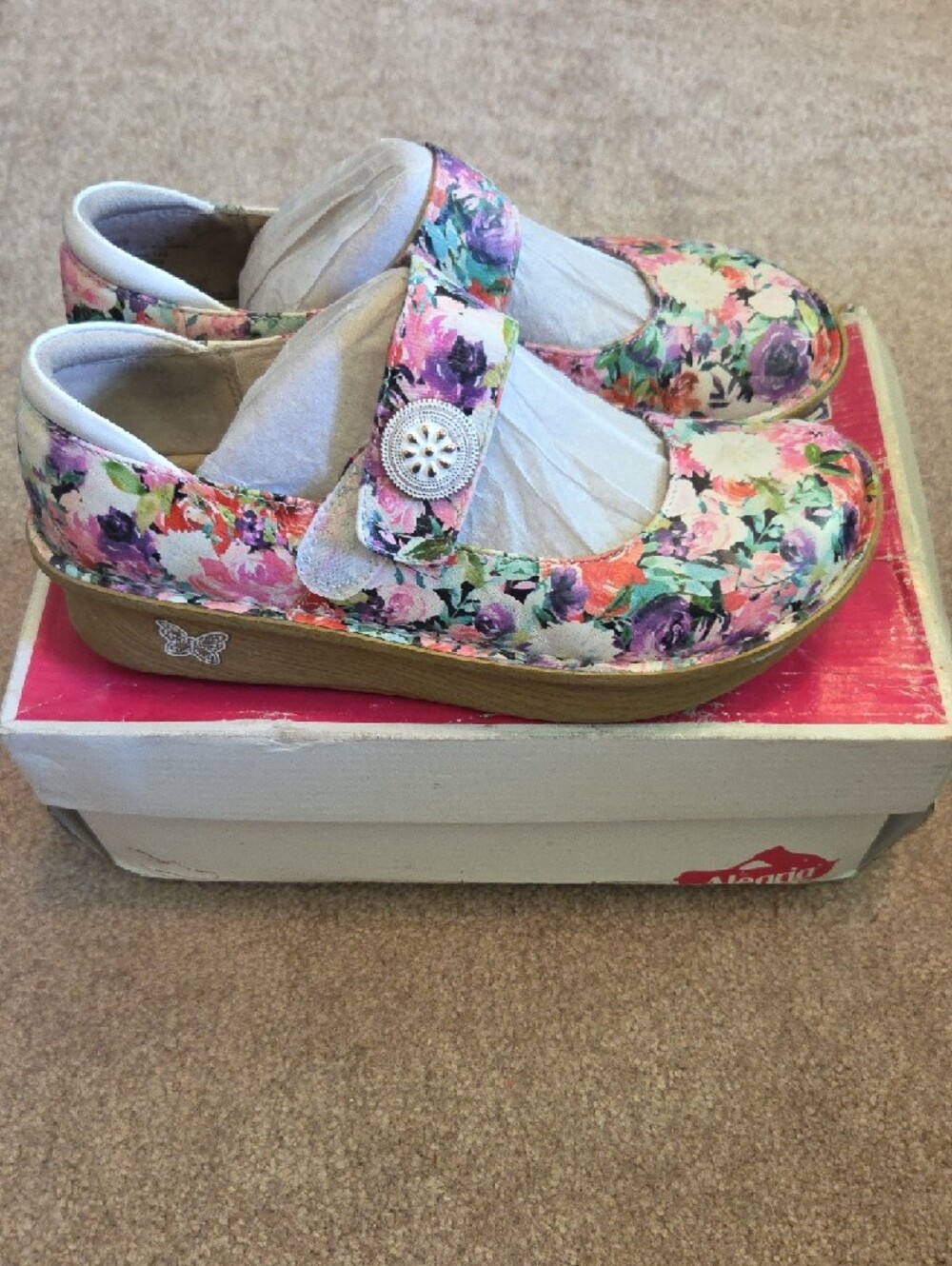 Alegria Floral Mary Jane Shoes Size 37 Well Kept